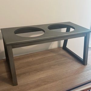 Wooden dog bowl stand